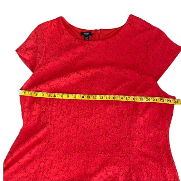 Alfani Dress 22W Lace Plus Size Party Dress Stretch Coral Boho fruit punch - Picture 10 of 12